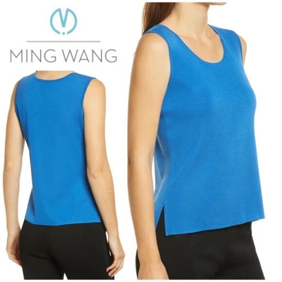 Ming Wang Cerulean Blue Sleeveless Top - Picture 1 of 8